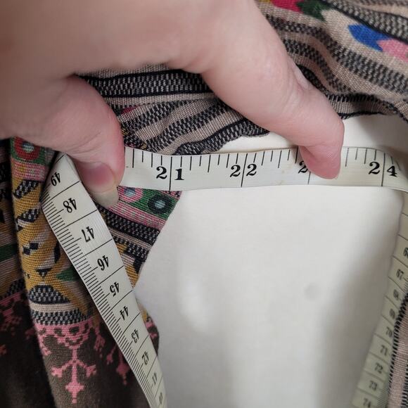 Limelight Brown Embroidered Split Hem Tunic Top Medium Lagenlook Boho Pakistan - Picture 9 of 10